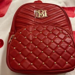 NWT Badgley Mischka Red Pocket Studded Backpack NWT Badgley Mischka Backpack Purse Vegan Leather Studded Bag  main image 2